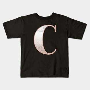 Monogram rose gold glitter marble C Kids T-Shirt